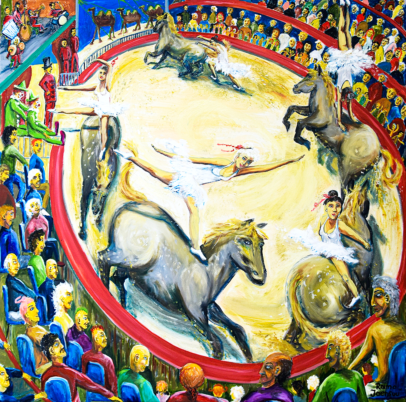 "Cirkus", olja, 100 x 100 cm