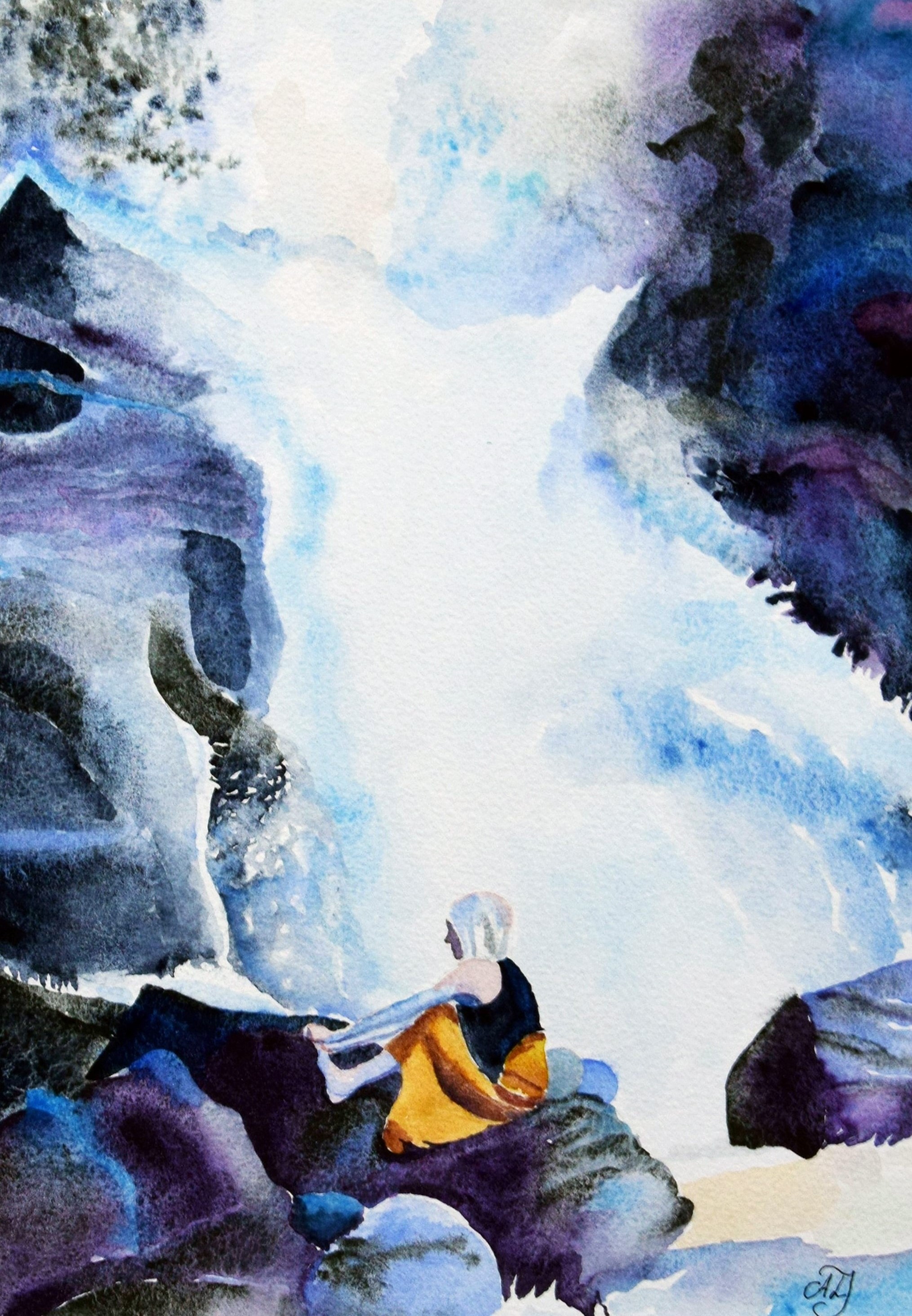 "Mitt i flödet", akvarell, 40x50 cm
